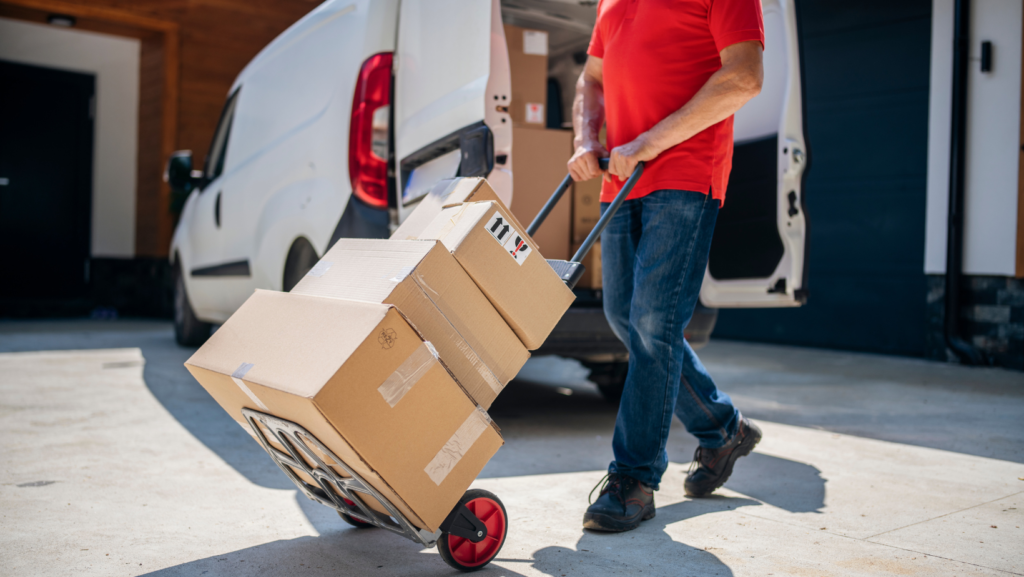 The use of a trolley to show how to load a van