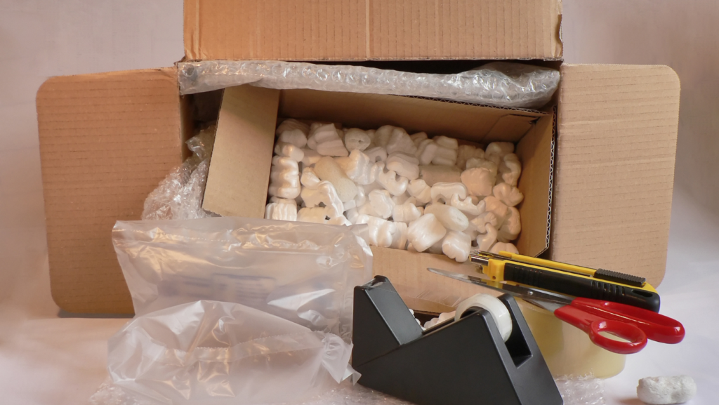 image showing different packaging supplies that a same day courier may need 